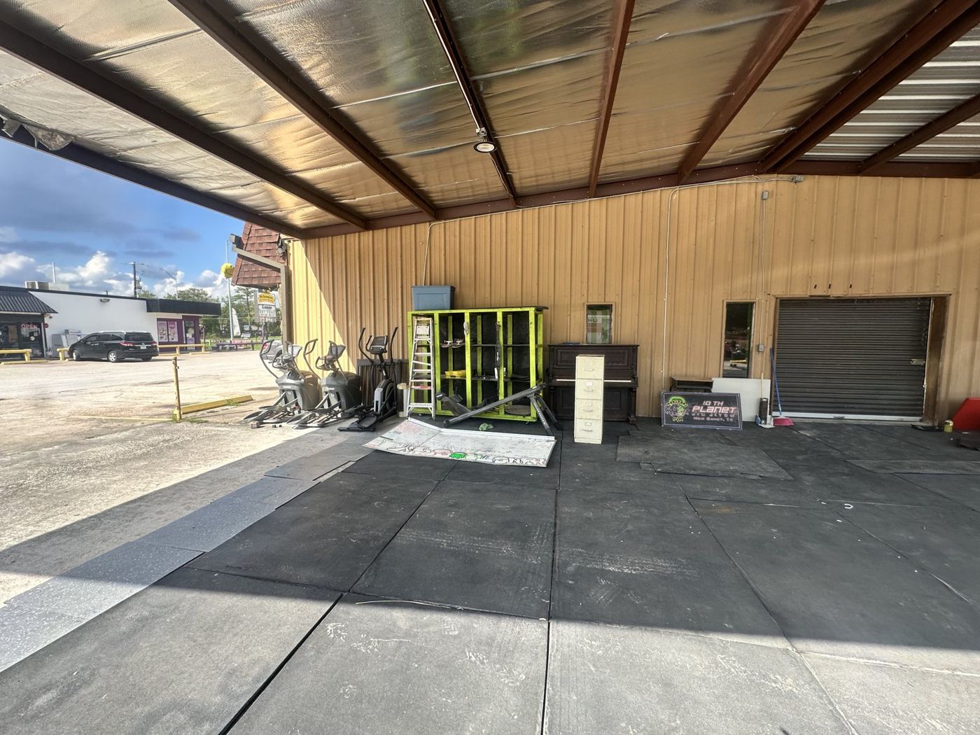After: the covered lot swept clear